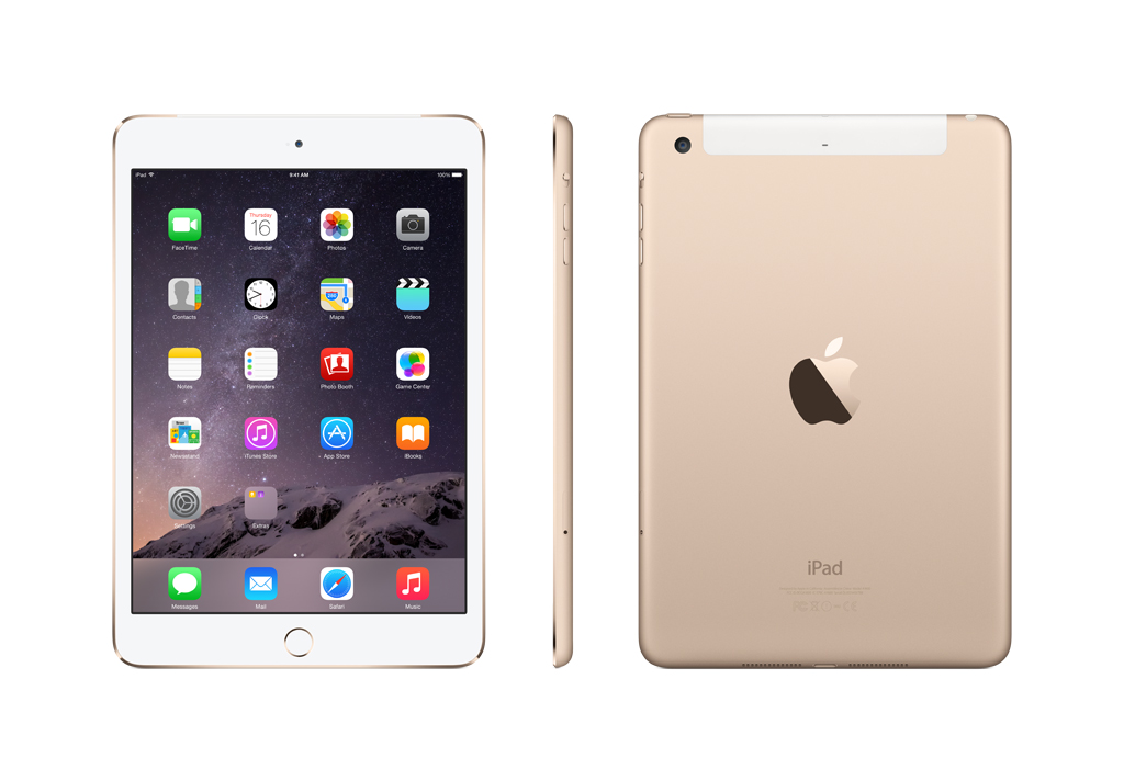 Apple iPad Mini 3 Wi-Fi + Cellular 128GB Gold MH3N2LL/A